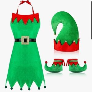 Green and Red 3 Piece Christmas Elf Costume Set One Size Fits Most